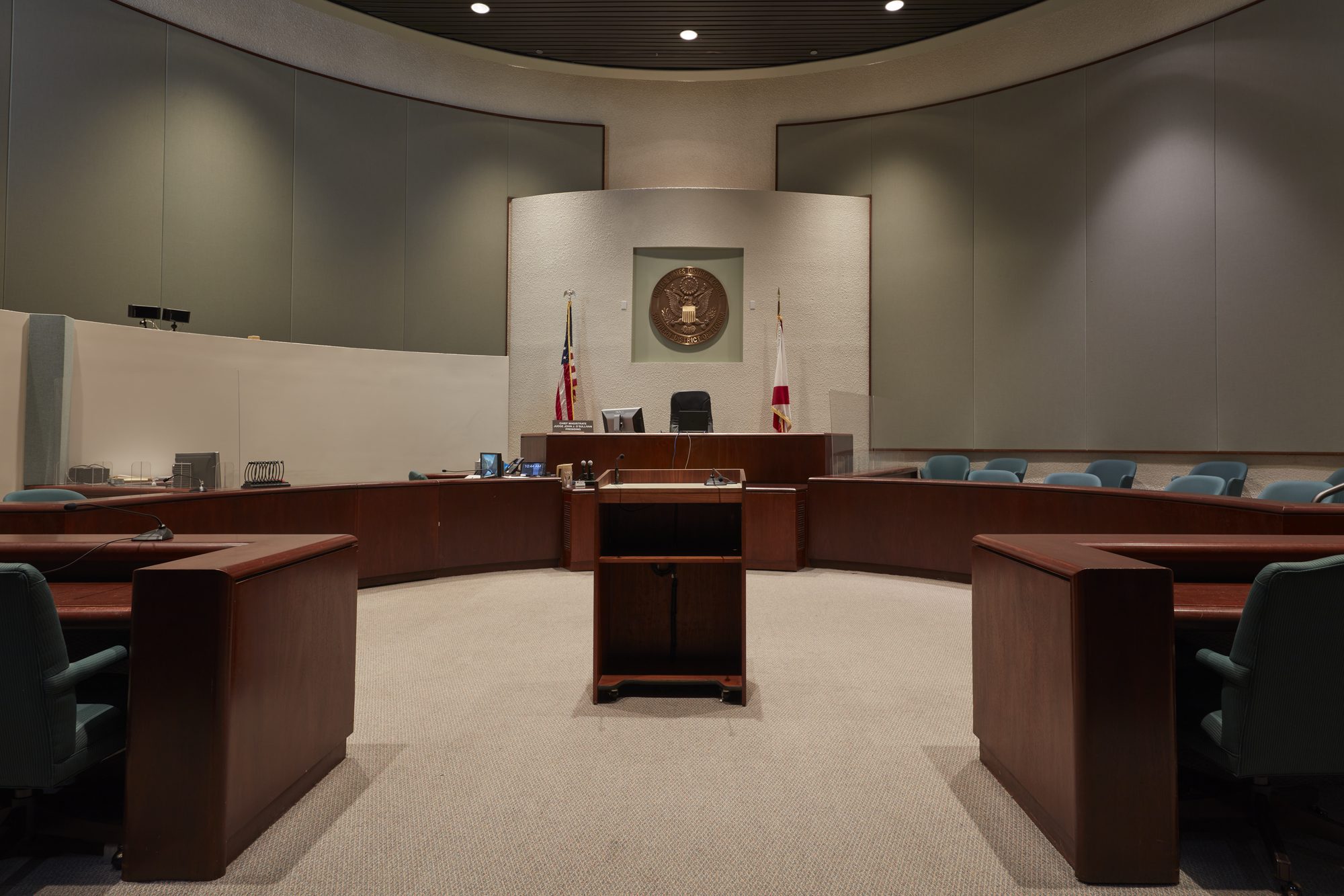 A courtroom in the federal courthouse in Miami, Florida
